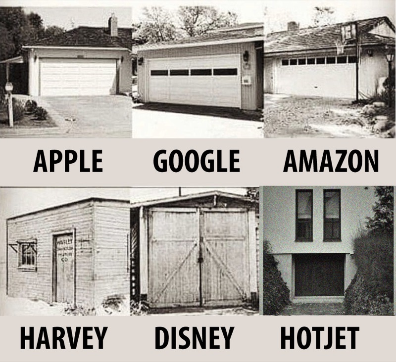 Empresas de garaje – Apple, Google, Amazon, Harvey, Disney y Hotjet